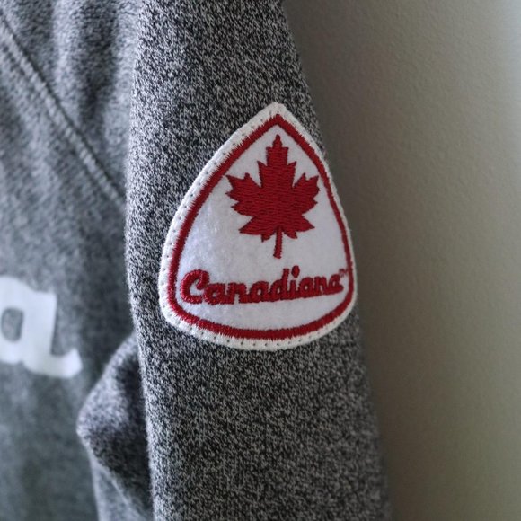 Canadiana grey salt & pepper zip up hoodie sweater - Picture 3 of 4